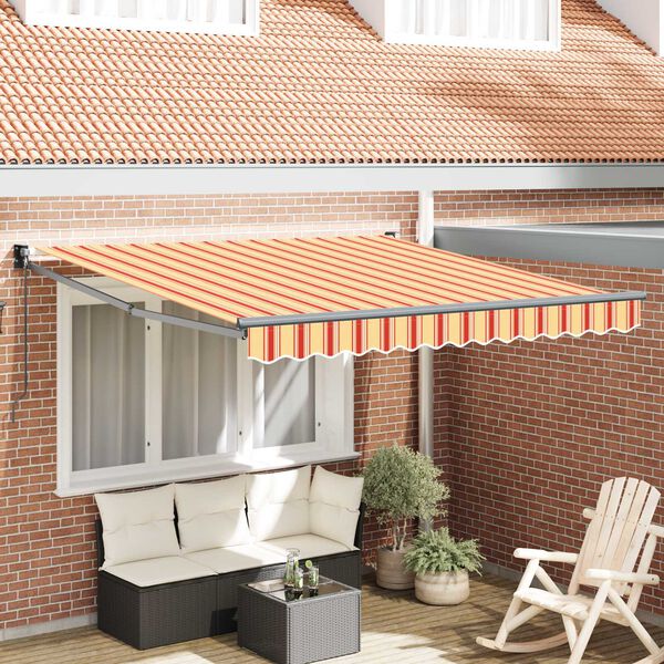 vidaXL Auvent Rétractable Rayé Jaune et Orange 300 x 250 cm