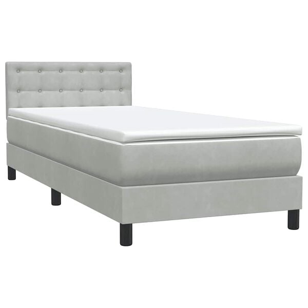 vidaXL Sommier &agrave; lattes de lit et matelas gris clair 90x220 cm velours