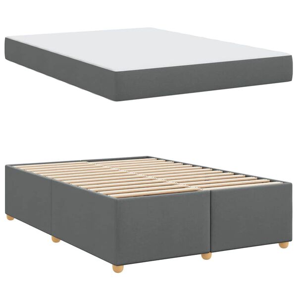 vidaXL Cadre de lit avec matelas Gris fonc&eacute; 160 x 200 cm tissu