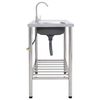vidaXL &Eacute;vier de camping Seul lavabo avec robinet Acier inoxydable