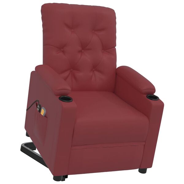 vidaXL Fauteuil de massage Rouge bordeaux Similicuir