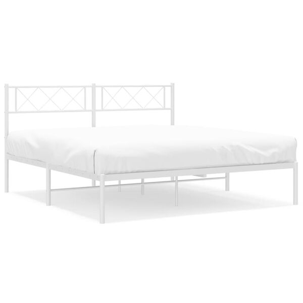 vidaXL Cadre de lit m&eacute;tal sans matelas et t&ecirc;te de lit blanc 140x200 cm