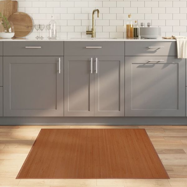vidaXL Tapis carr&eacute; marron 100x100 cm bambou