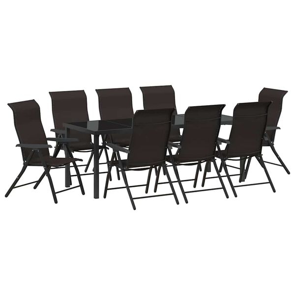 vidaXL Ensemble de salle &agrave; manger pour jardin 9 pcs Noir caf&eacute;
