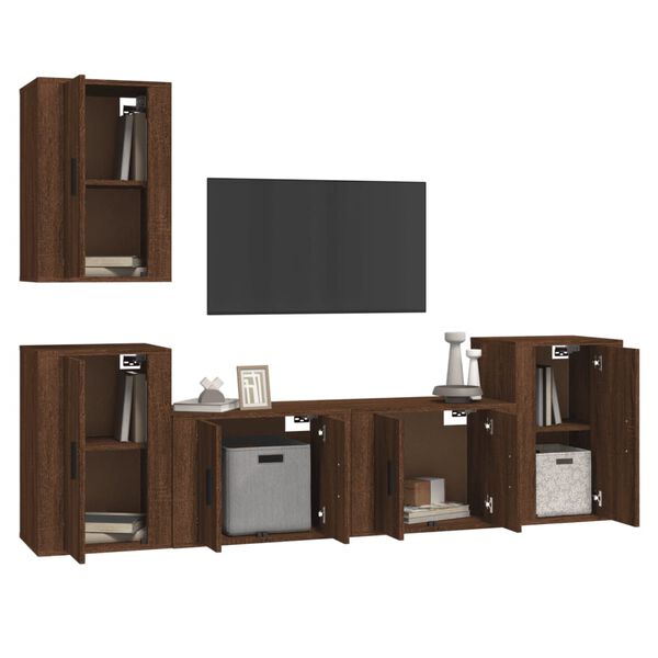 vidaXL Ensemble de meubles TV 5 pcs Ch&ecirc;ne marron Bois d'ing&eacute;nierie