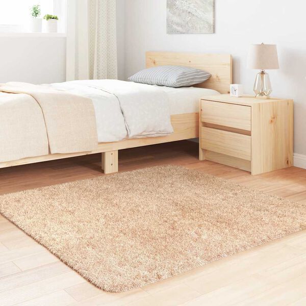 vidaXL Tapis shaggy &agrave; poils longs NAVARRA beige 120x120 cm polyester