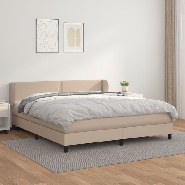 vidaXL Sommier &agrave; lattes de lit avec matelas Cappuccino 160x200 cm