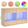 vidaXL Meuble TV mural avec lumi&egrave;res LED ch&ecirc;ne sonoma 98,5x30x60,5 cm