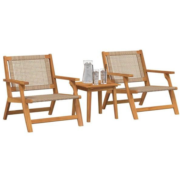 vidaXL Chaises de jardin avec table 3 pcs Beige 45 x 45 x 40 cm