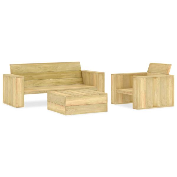 vidaXL Salon de jardin 3 pcs Bois de pin impr&eacute;gn&eacute;