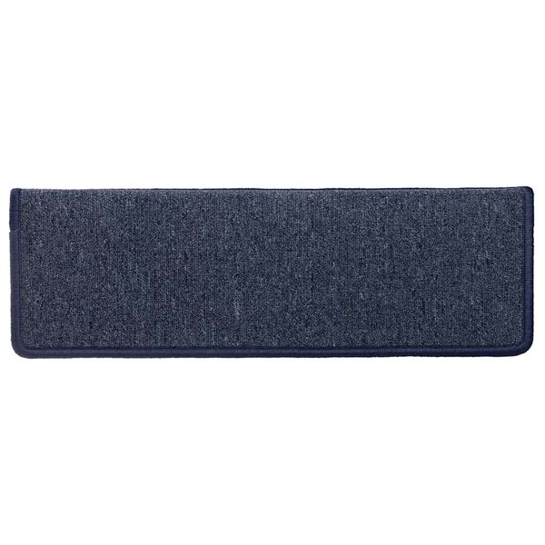 vidaXL Tapis d'escalier 30 pièces 65 x 21 x 4 cm Gris foncé et bleu Bordure rectangulaire