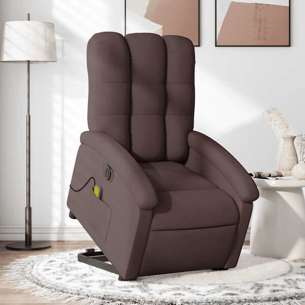 vidaXL Fauteuil inclinable de massage &eacute;lectrique Marron fonc&eacute; Tissu
