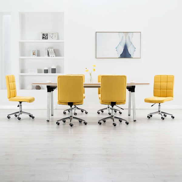 vidaXL Chaises &agrave; manger lot de 6 jaune tissu