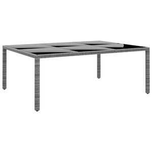 vidaXL Table de jardin 200x150x75 cm Verre tremp&eacute;/r&eacute;sine tress&eacute;e Gris