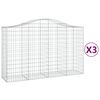 vidaXL Paniers à gabions arqués 3 pcs 200x50x120/140 cm Fer galvanisé