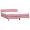 vidaXL Sommier &agrave; lattes de lit avec matelas rose 180x220 cm velours