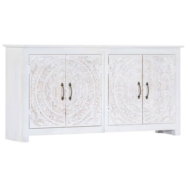 vidaXL Buffet fait &agrave; la main Blanc 140x30x70 cm Bois d'acacia massif