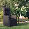 vidaXL Chaise inclinable de jardin et coussin Résine tressée Noir