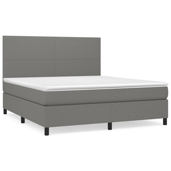 vidaXL Sommier &agrave; lattes de lit avec matelas Gris fonc&eacute; 160x200cm Tissu