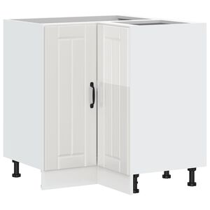 vidaXL Armoire d'angle de cuisine Lucca blanc brillant bois ing&eacute;nierie