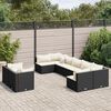 vidaXL Salon de jardin 9 pcs avec coussins noir r&eacute;sine tress&eacute;e