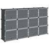 vidaXL Cubes de rangement 12 pcs avec portes noir PP