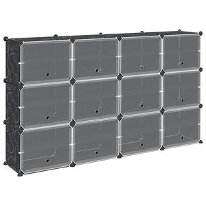 vidaXL Cubes de rangement 12 pcs avec portes noir PP
