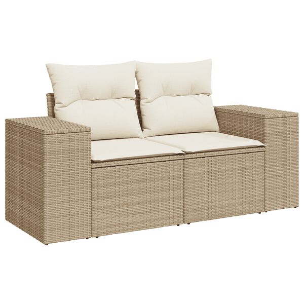 vidaXL Salon de jardin avec coussins 8 pcs beige r&eacute;sine tress&eacute;e