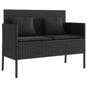 vidaXL Banc de jardin avec coussins noir r&eacute;sine tress&eacute;e