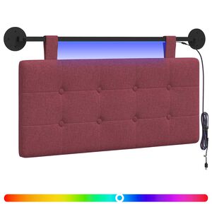 vidaXL T&ecirc;te de lit suspendue Avec lumi&egrave;re LED Bordeaux Tissu