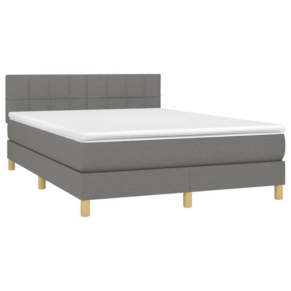 vidaXL Sommier &agrave; lattes de lit et matelas et LED Gris fonc&eacute; 140x190 cm