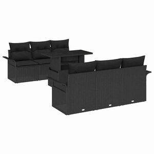 vidaXL Ensemble de canap&eacute; de jardin avec coussin 7 pcs Noir polyrotin