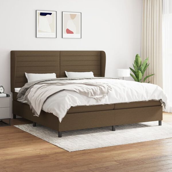 vidaXL Sommier &agrave; lattes de lit avec matelas Marron fonc&eacute; 200x200 cm