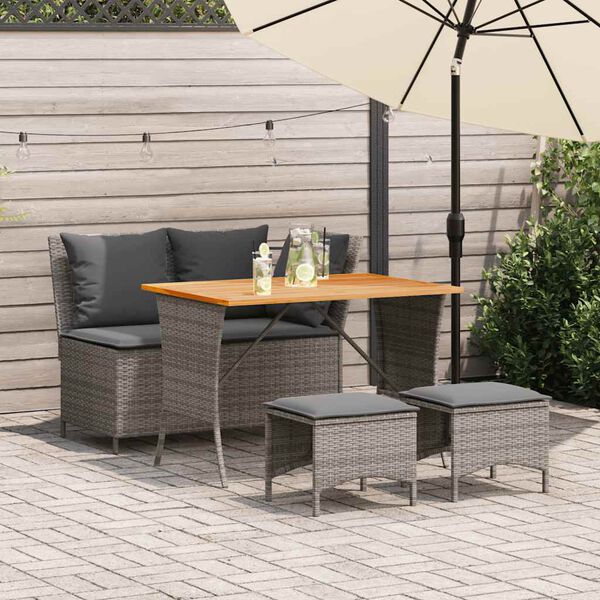 vidaXL Ensemble &agrave; manger jardin 4pcs et coussins Gris R&eacute;sine tress&eacute;e