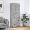vidaXL Buffet haut Gris b&eacute;ton 69,5x34x180 cm Bois d'ing&eacute;nierie