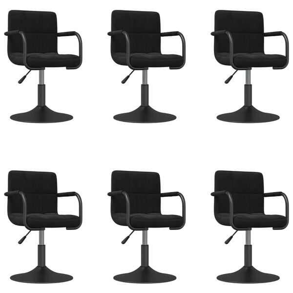 vidaXL Chaises pivotantes &agrave; manger lot de 6 noir velours