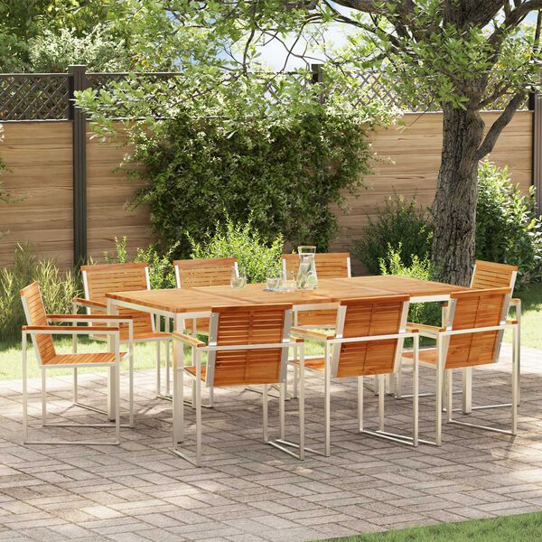 vidaXL EnsembledeRepasdeJardin 9 pcs TeckMassif