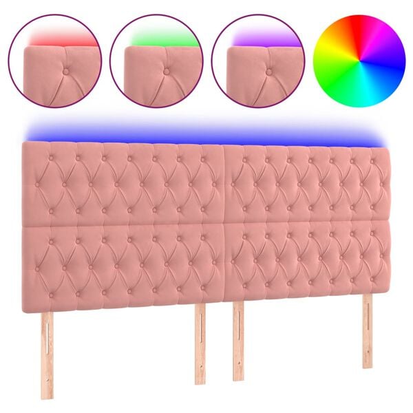 vidaXL T&ecirc;te de lit &agrave; LED Rose 200x7x118/128 cm Velours