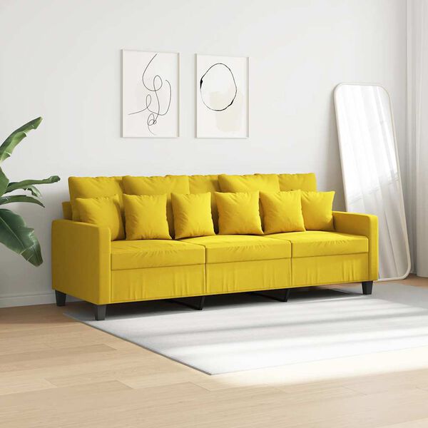vidaXL Canap&eacute; &agrave; 3 places Jaune clair 180 cm Tissu