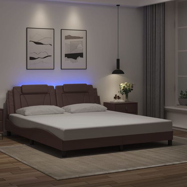 vidaXL Cadre de lit Viana avec LED sans matelas marron 180x200 cm