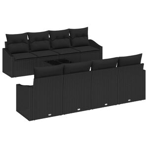 vidaXL Ensemble de Canap&eacute;s avec coussin 9 pcs Noir polyrotin