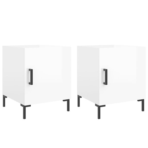 vidaXL Tables de chevet 2 pcs blanc brillant 40x40x50 cm