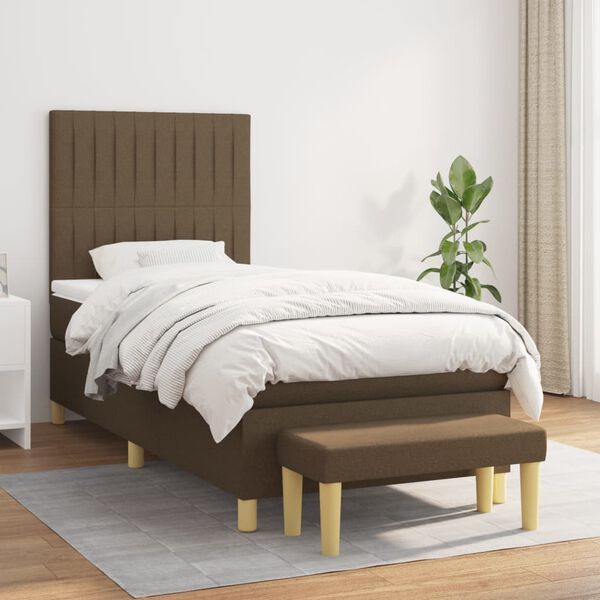 vidaXL Sommier &agrave; lattes de lit avec matelas Marron fonc&eacute; 90x200 cm