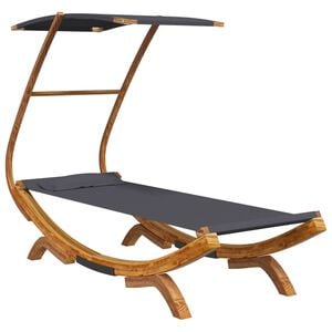 vidaXL Lit repos et auvent 100x190x134cm Bois courb&eacute; massif Anthracite