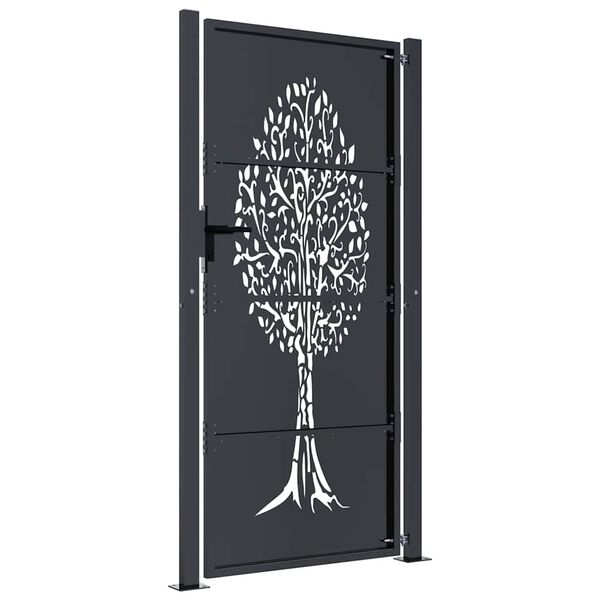 vidaXL Portail de jardin Anthracite 100x200 cm Acier Design Arbre