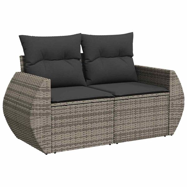 vidaXL Salon de jardin 6 pcs avec coussins gris r&eacute;sine tress&eacute;e