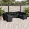 vidaXL Salon de jardin 9 pcs avec coussins noir résine tressée