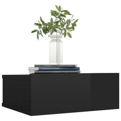 vidaXL Tables de chevet flottantes 2 pcs Noir brillant 40x30x15 cm