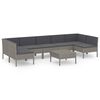 vidaXL Salon de jardin 8 pcs avec coussins r&eacute;sine tress&eacute;e gris
