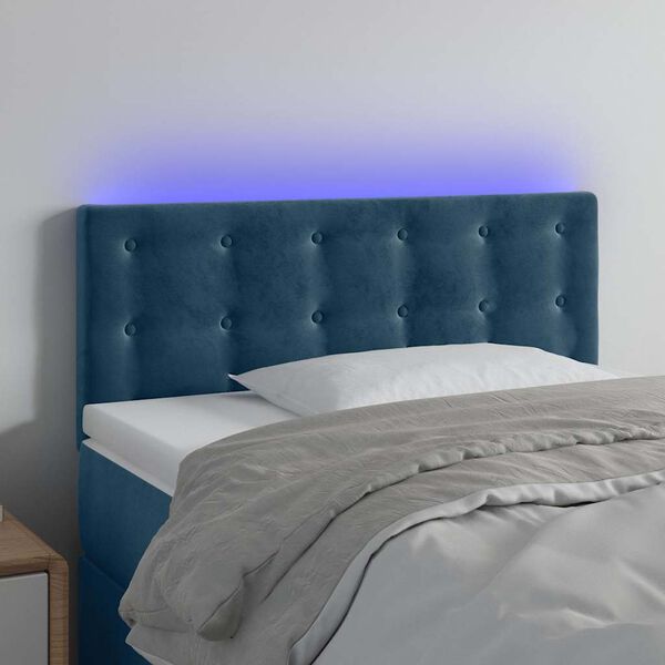 vidaXL T&ecirc;te de lit &agrave; LED Bleu fonc&eacute; 80x5x78/88 cm Velours